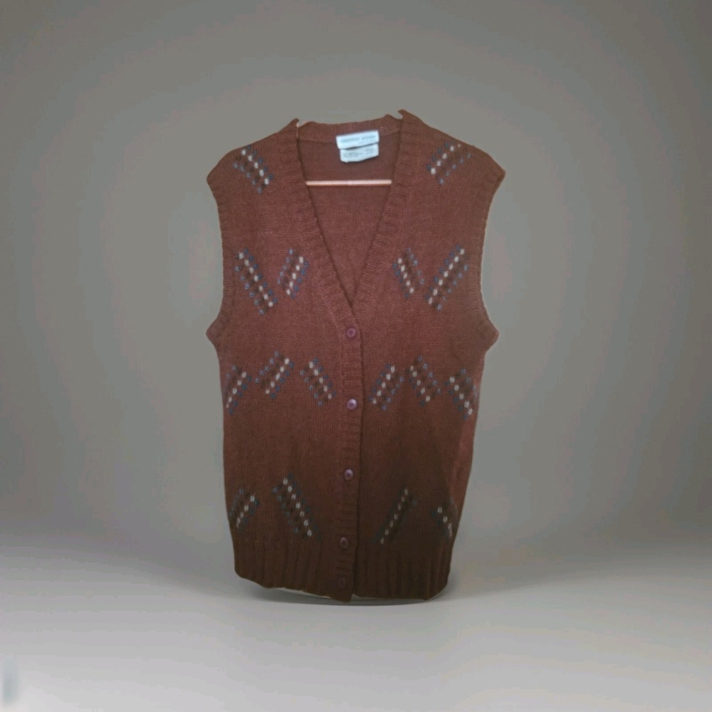 Christian Aujard Men's Vintage MOHAIR Knit Vest MADE IN Italy Burnt Orange M